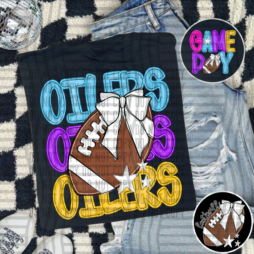 Bright And Preppy Football Stacked DTF Print