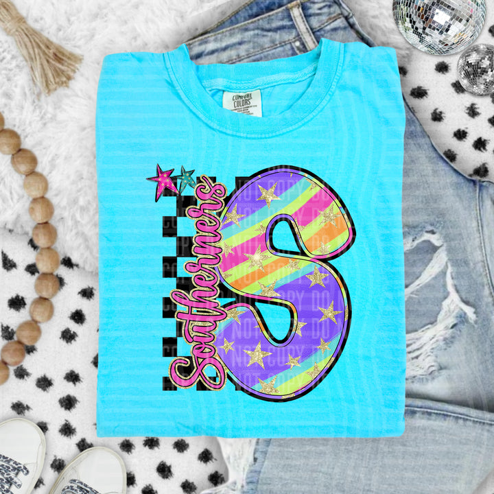 Rainbow Swirl Initials DTF Print