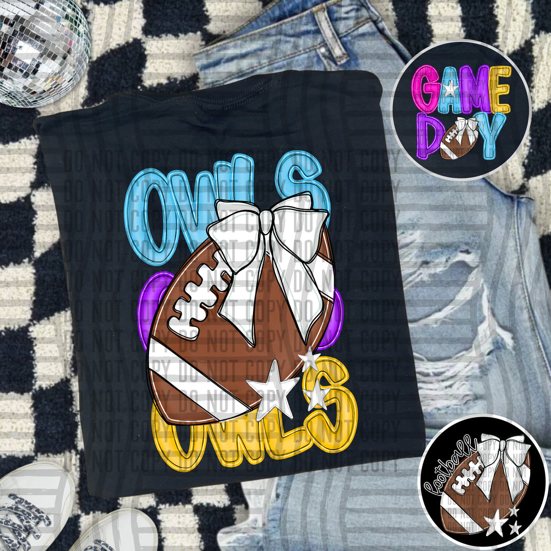 Bright And Preppy Football Stacked DTF Print