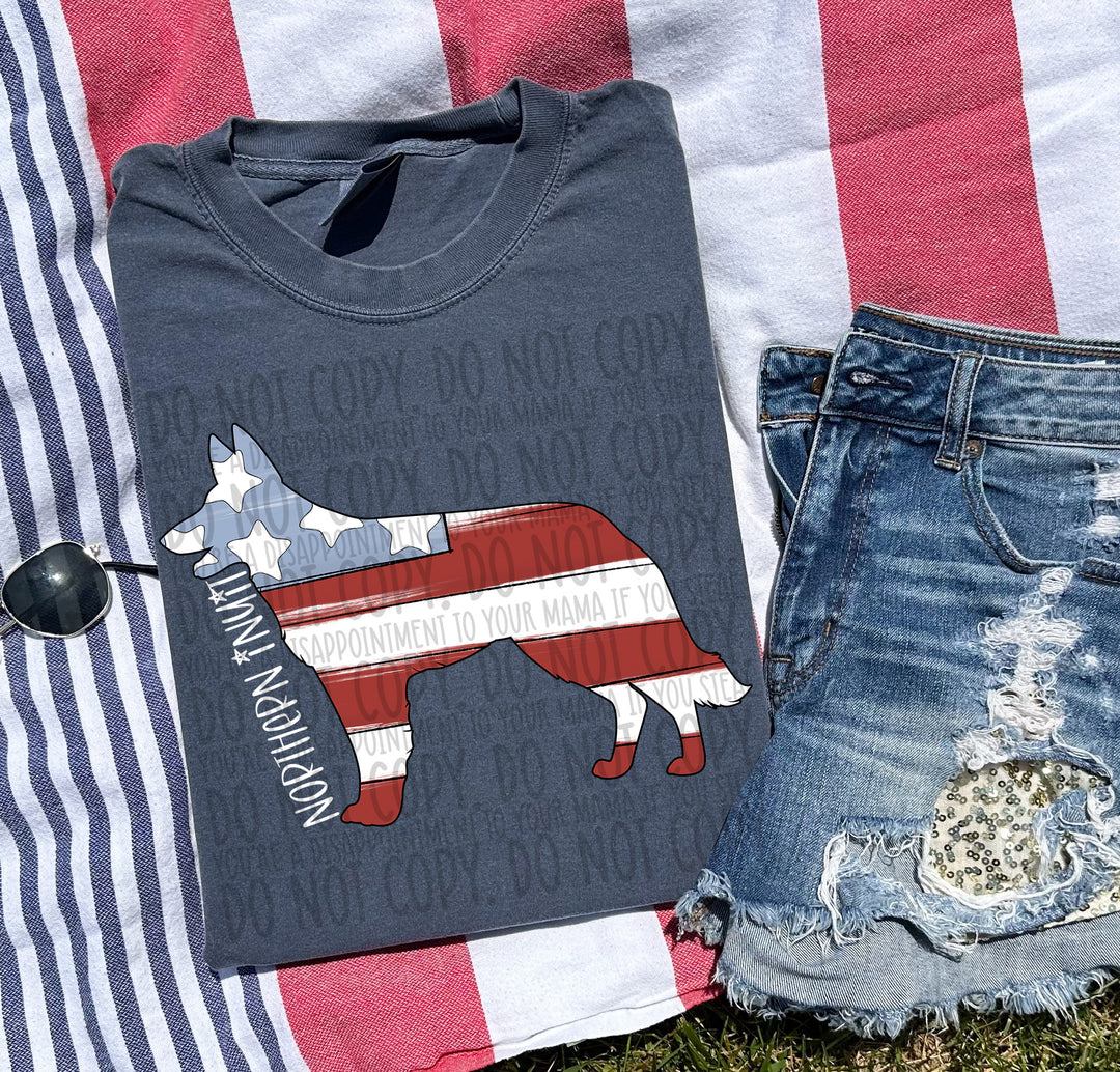 Patriotic Dog Designs White Text DTF Print