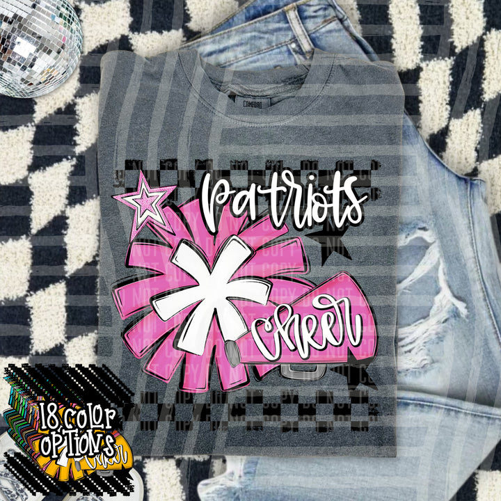 Cheer Pom With Names Pink DTF Print