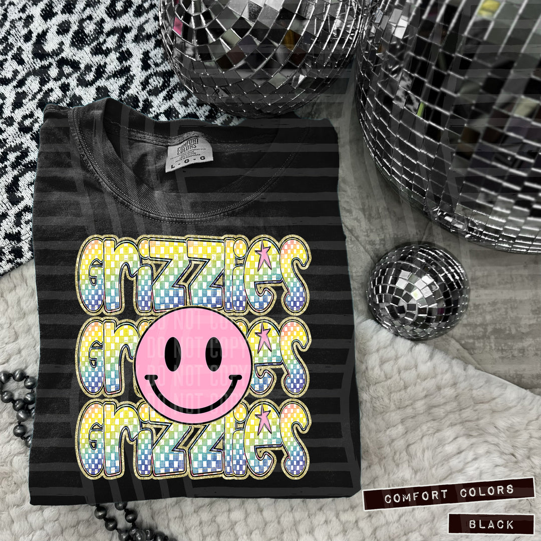 Pink Smiley Triple Stack DTF Print