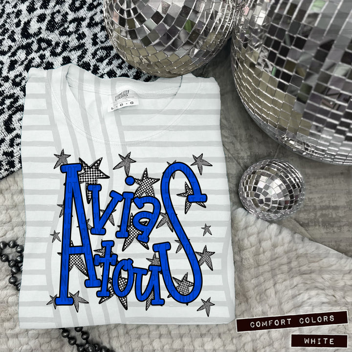 Blue Staggered DTF Print