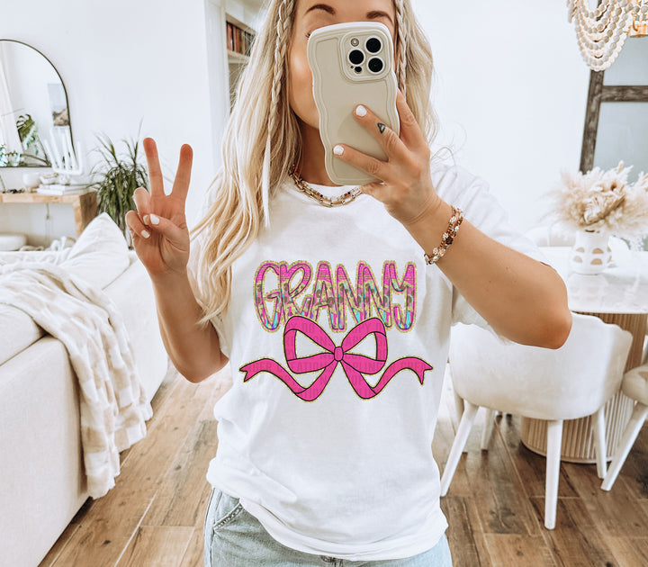Preppy Leopard Bow Mom Name DTF Print