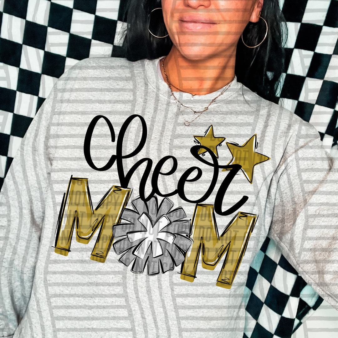 Sports Mom Cheer Silver DTF Print