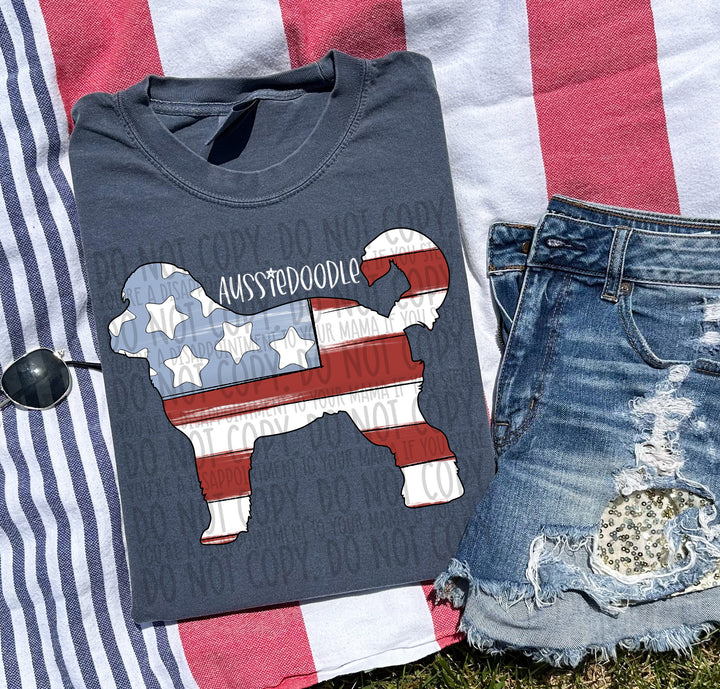 Patriotic Dog Designs White Text DTF Print