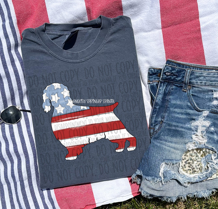 Patriotic Dog Designs White Text DTF Print