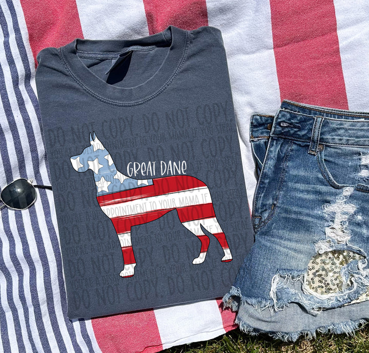Patriotic Dog Designs White Text DTF Print