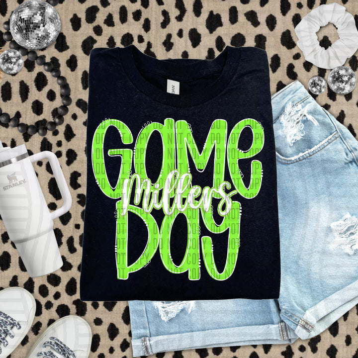 Doodle Gameday Lime DTF Print