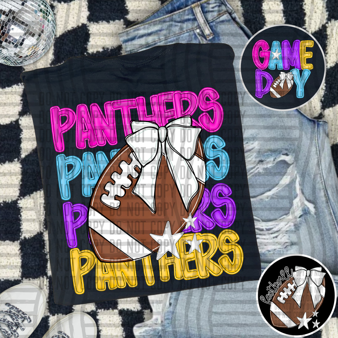 Bright And Preppy Football Stacked DTF Print