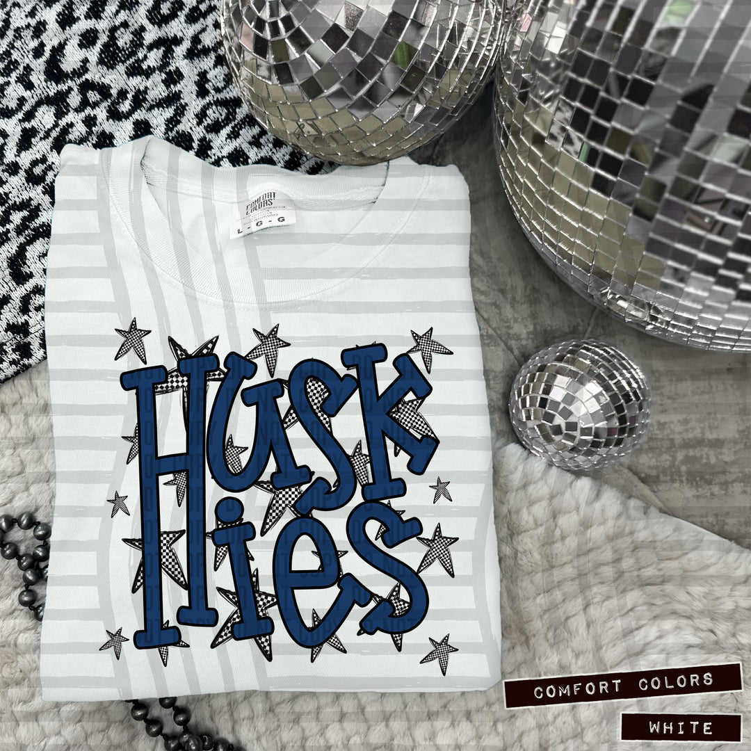 Navy Staggered DTF Print