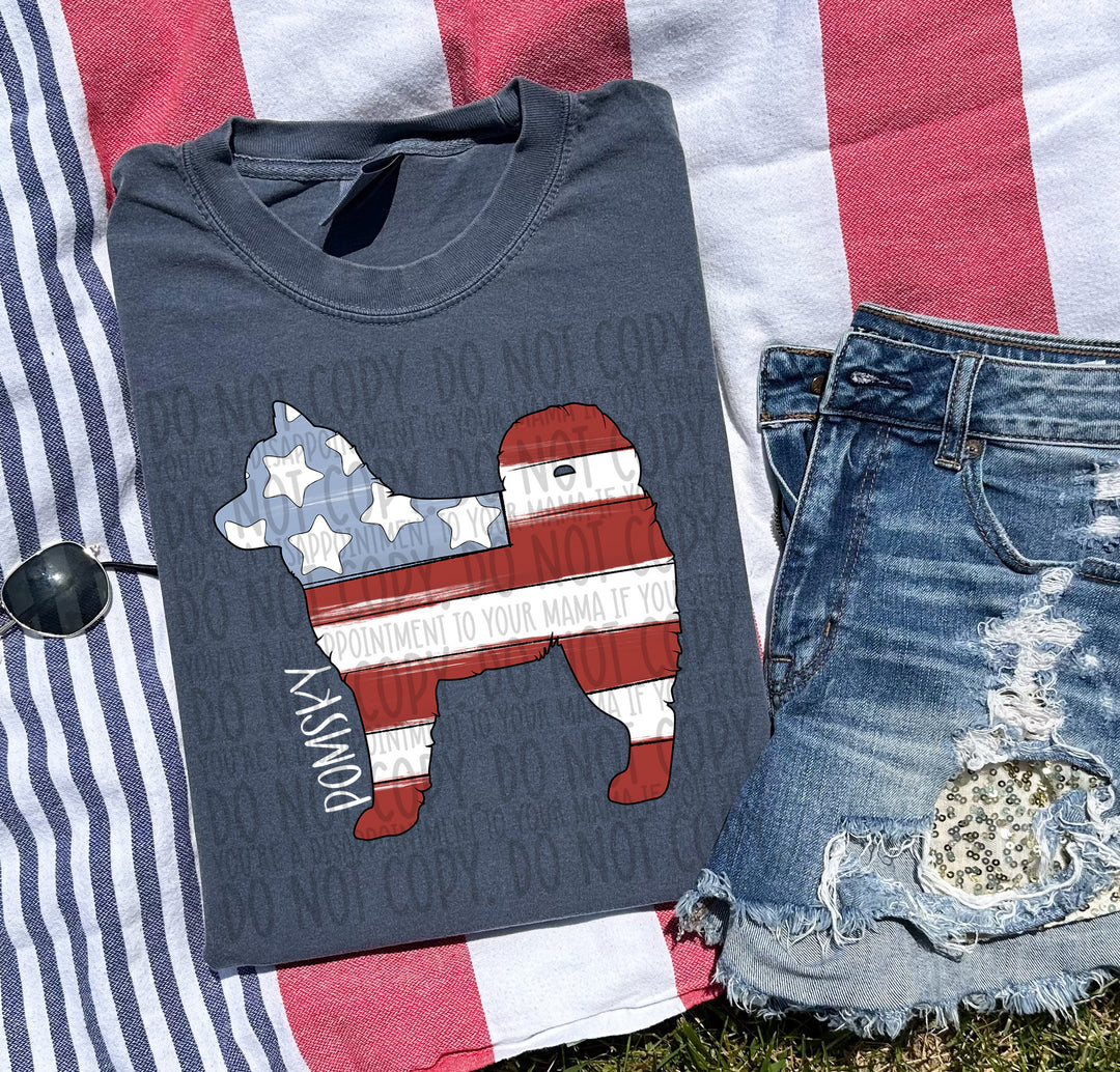Patriotic Dog Designs White Text DTF Print