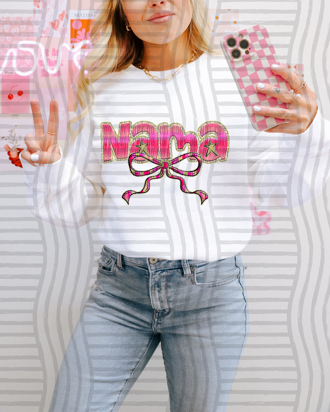 Pink Bow Occupations/Names DTF Print