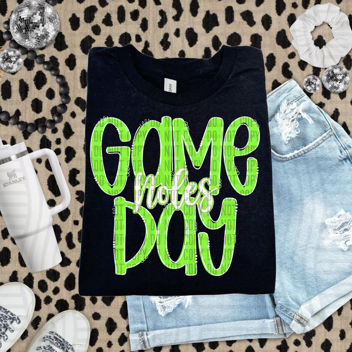 Doodle Gameday Lime DTF Print