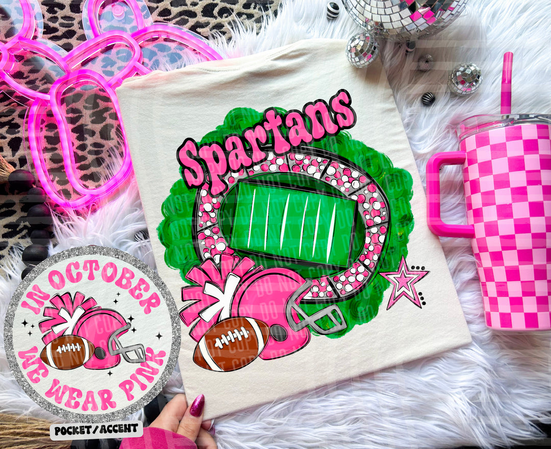 In October We Wear Pink- Football YOUTH DTF Print