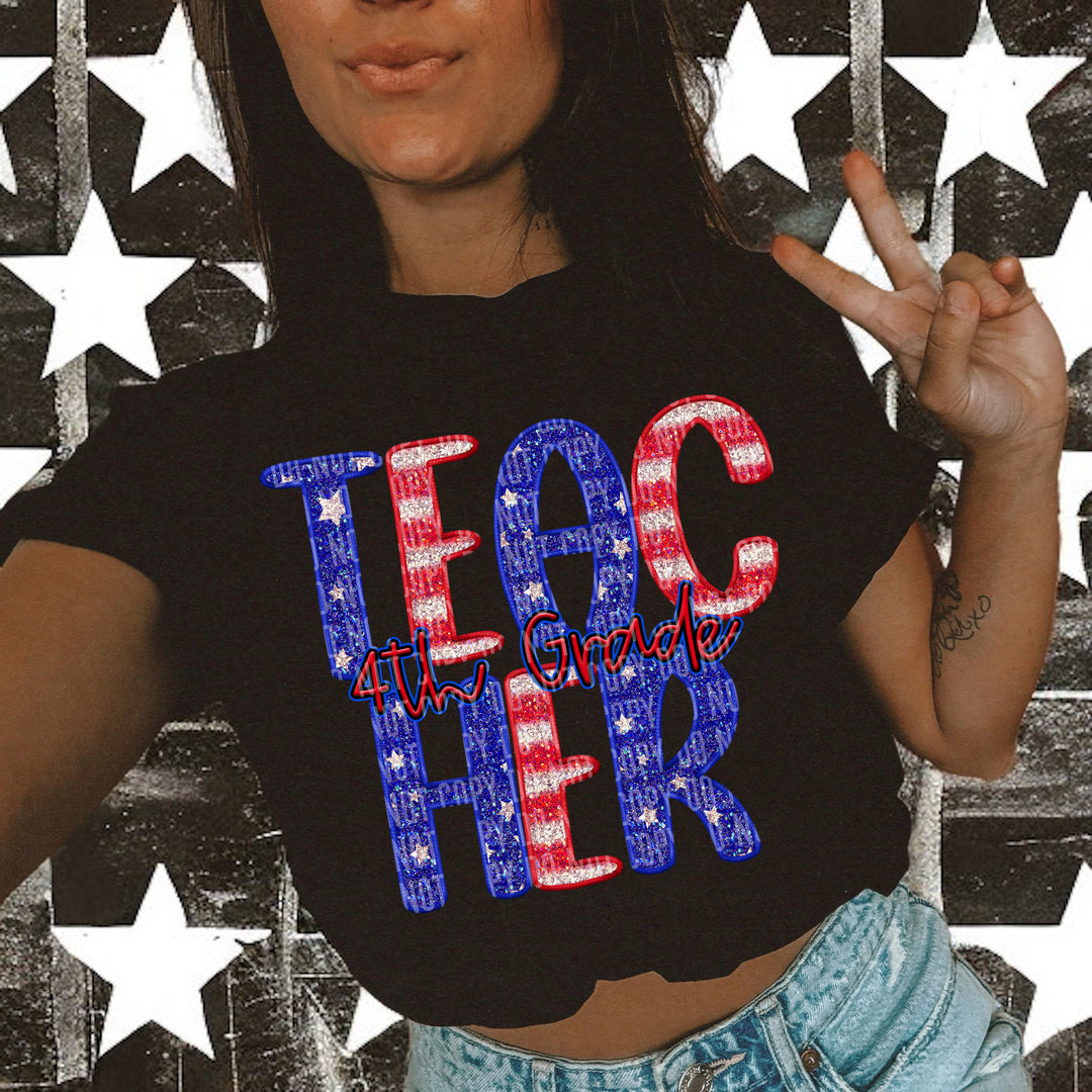 Stars And Stripes Teacher DTF Print