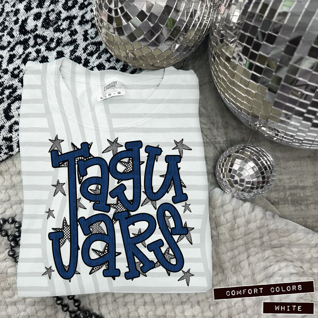 Navy Staggered DTF Print