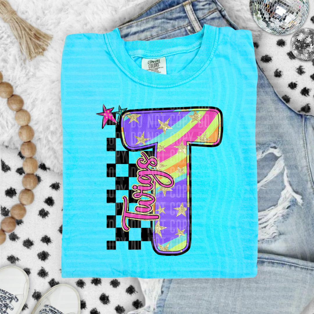 Rainbow Swirl Initials DTF Print