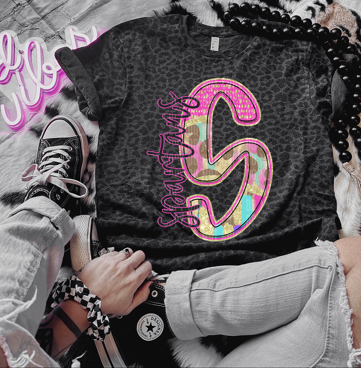 Rainbow Leopard Single Letters DTF Print