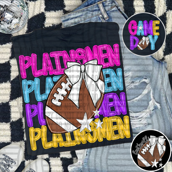 Bright And Preppy Football Stacked DTF Print