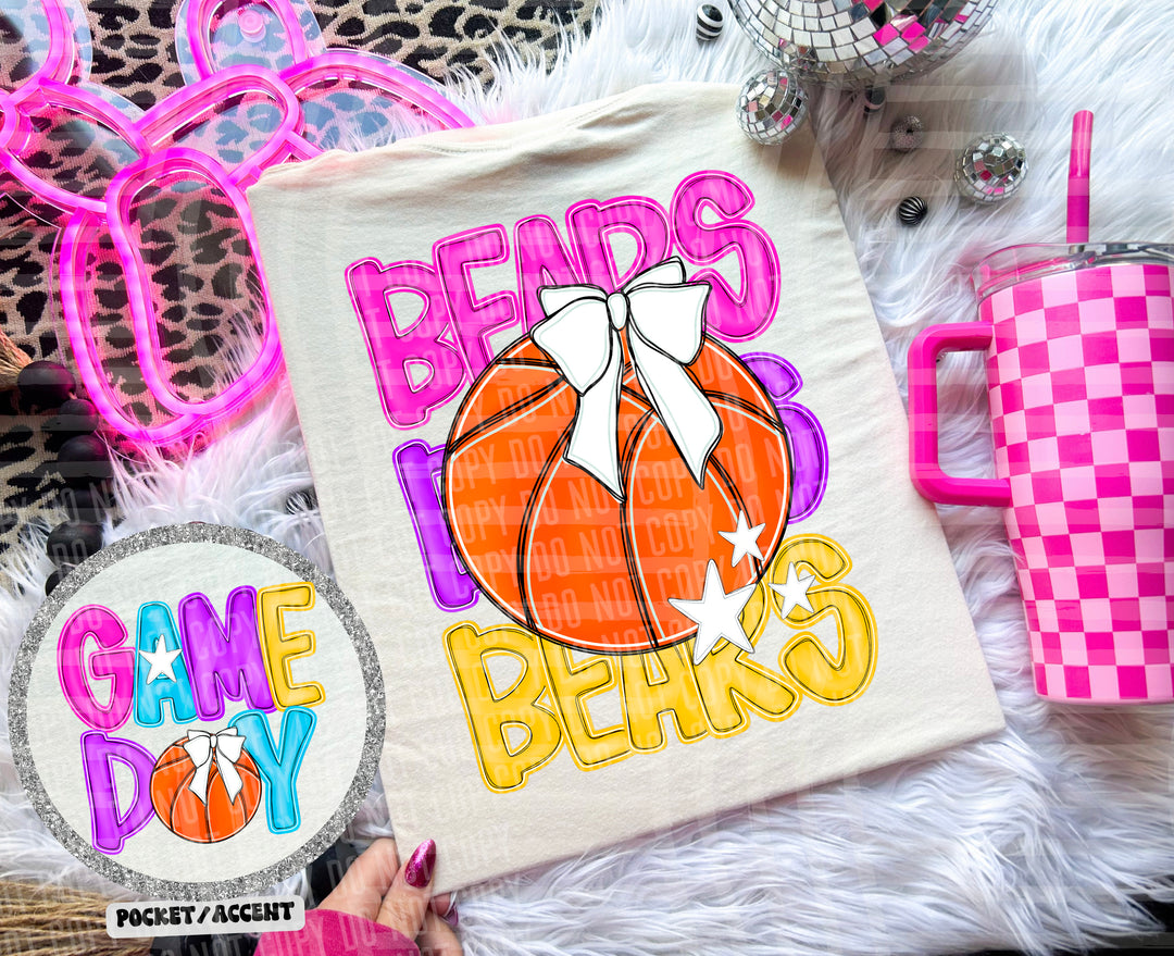 Bright Preppy Basketball DTF Print