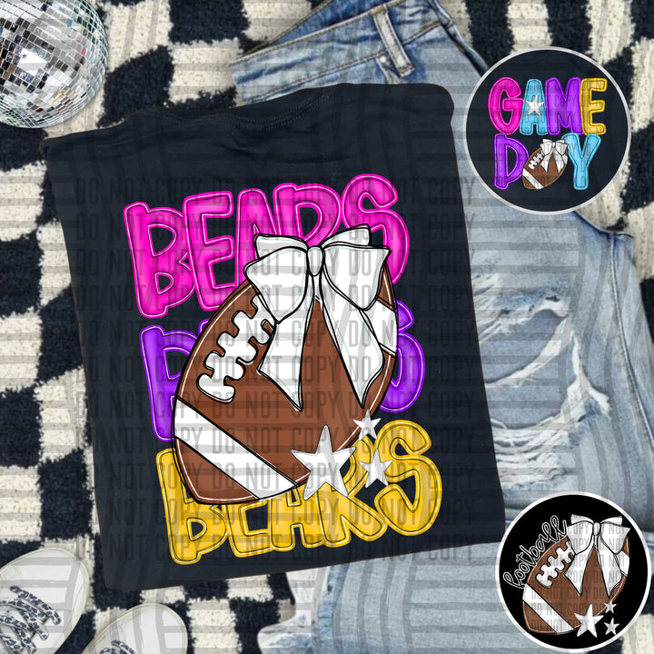 Bright And Preppy Football Stacked DTF Print
