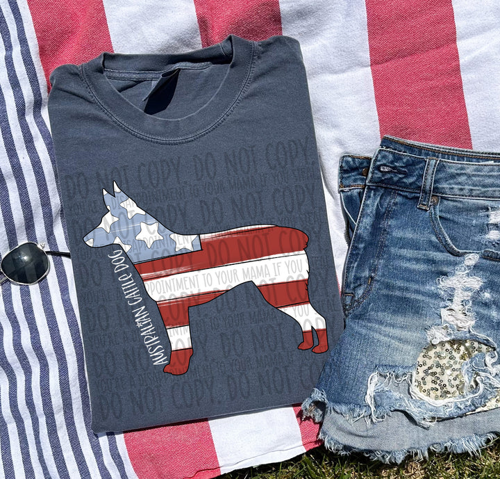 Patriotic Dog Designs White Text DTF Print
