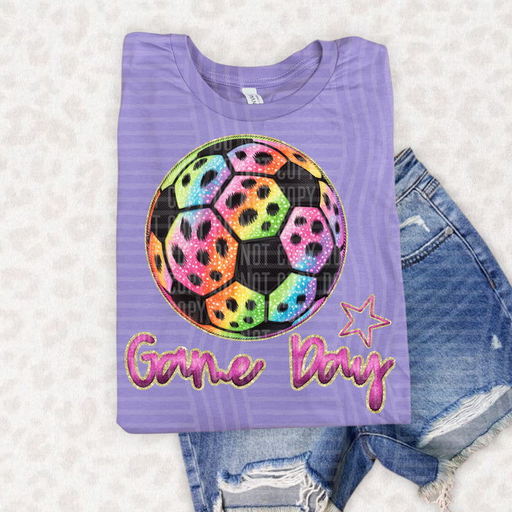 Rainbow Faux Emb Game Day DTF Print