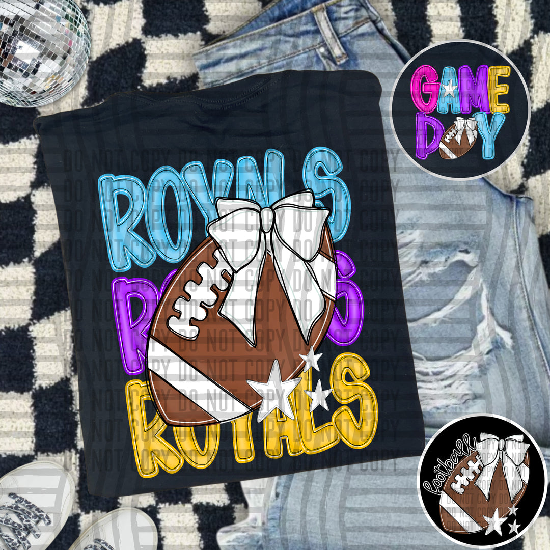 Bright And Preppy Football Stacked DTF Print