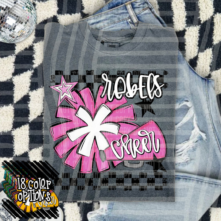 Cheer Pom With Names Pink DTF Print
