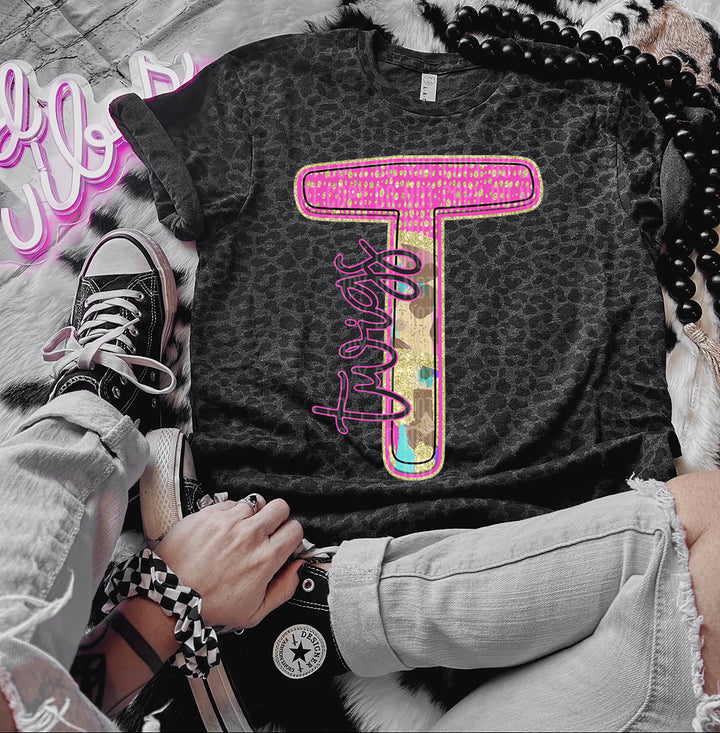 Rainbow Leopard Single Letters DTF Print