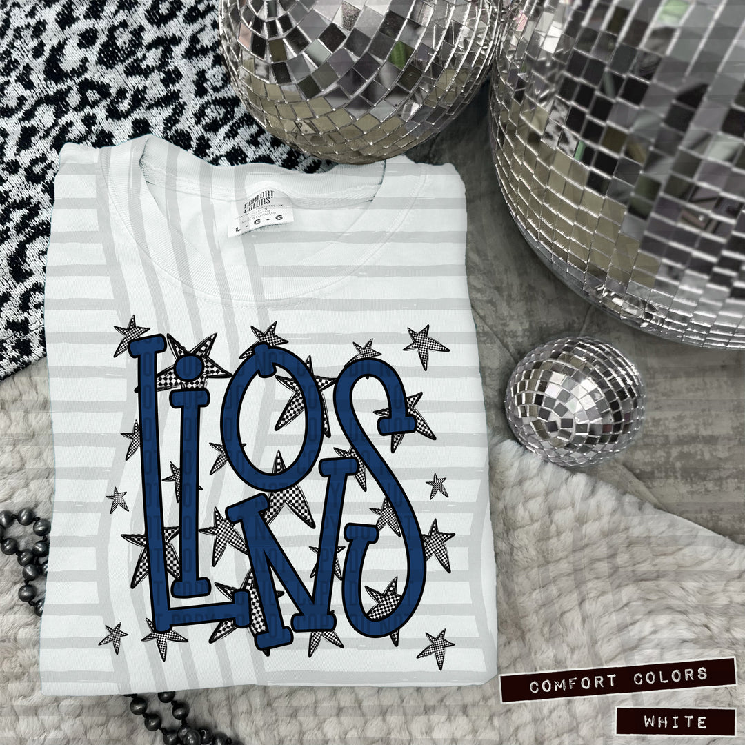 Navy Staggered DTF Print