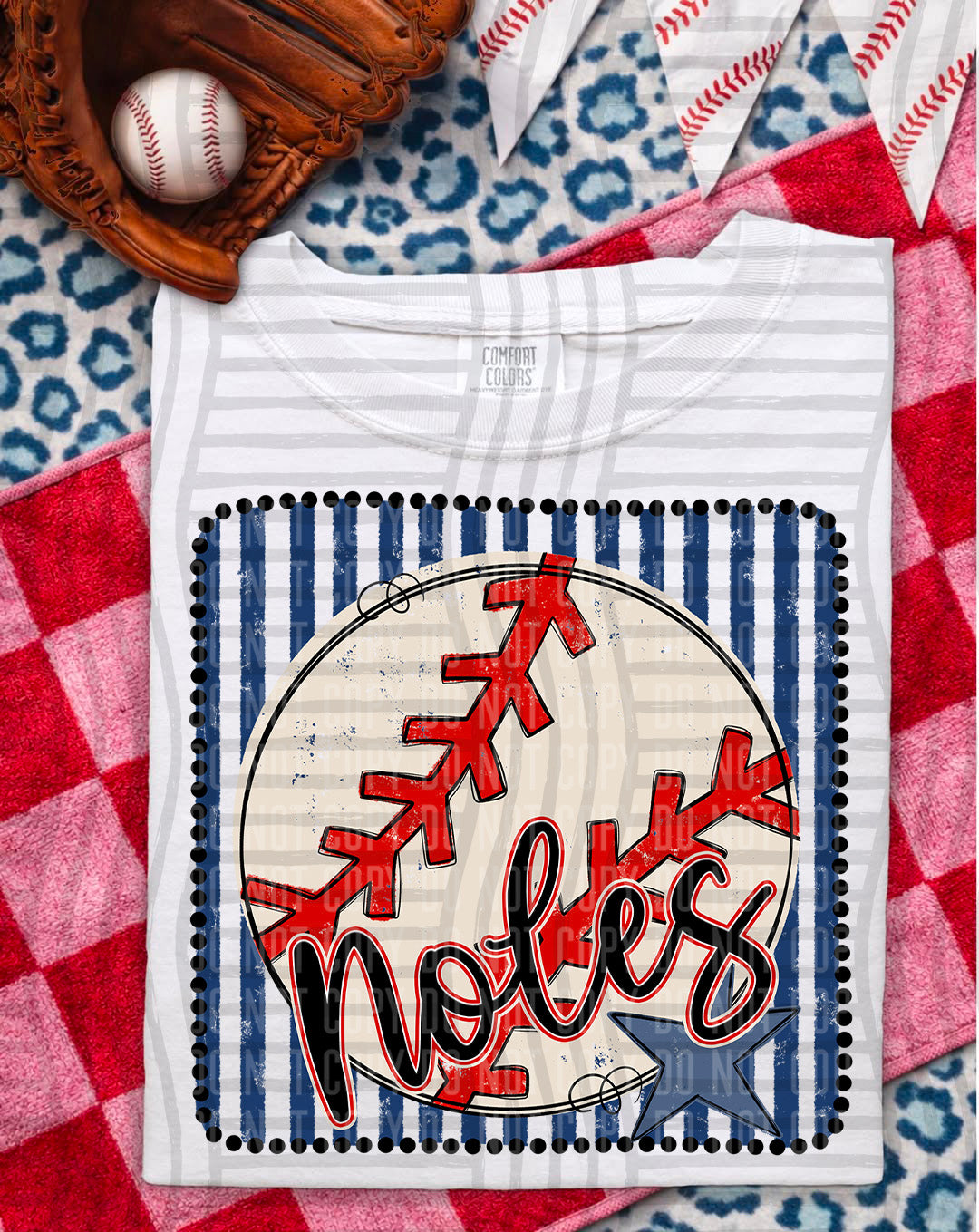 Baseball RWB Framed Script DTF Print