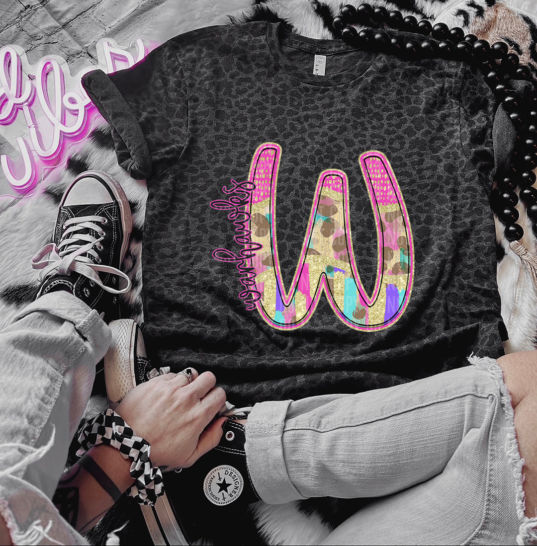 Rainbow Leopard Single Letters DTF Print