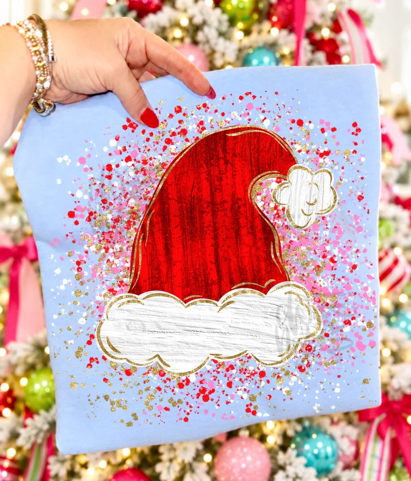 Santa Hat Splatter DTF Print
