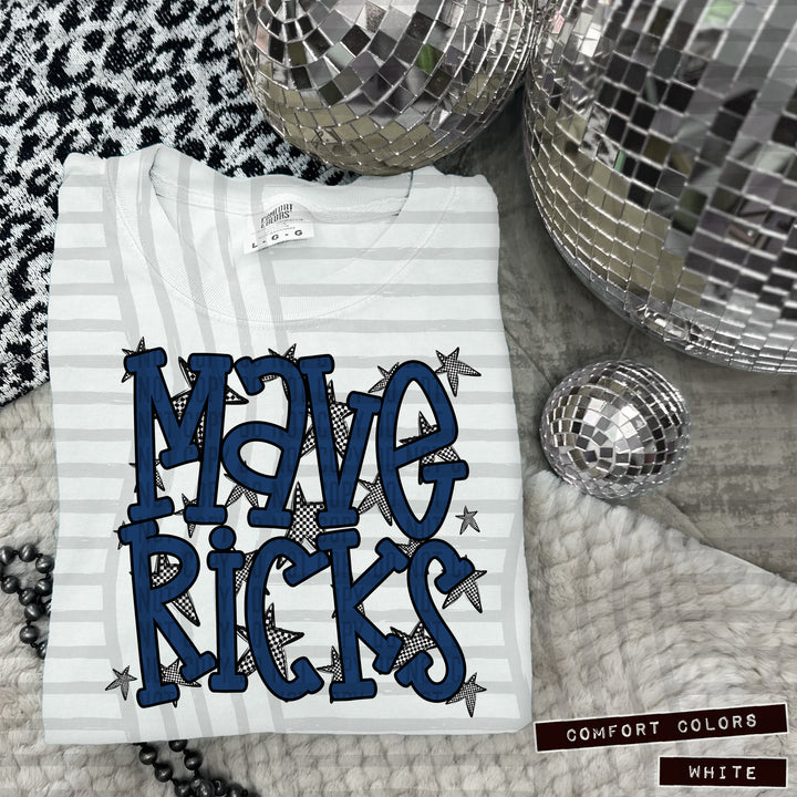 Navy Staggered DTF Print