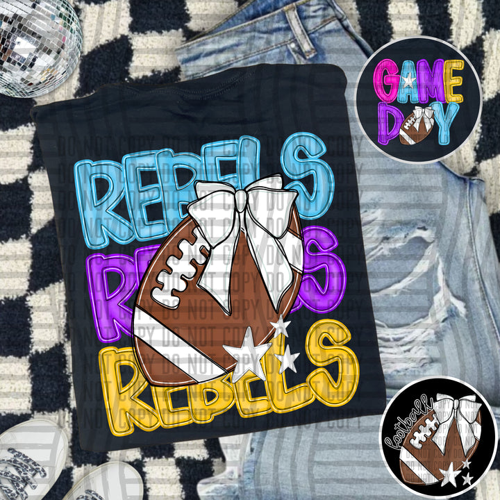Bright And Preppy Football Stacked DTF Print
