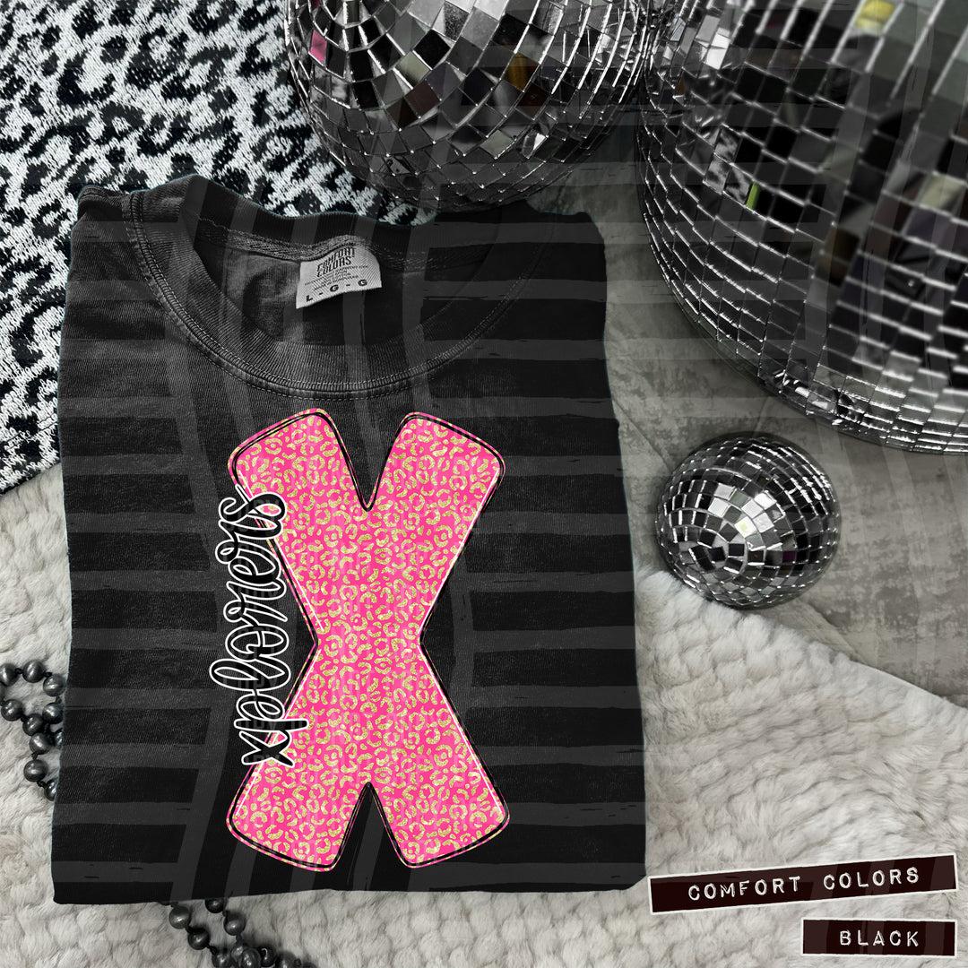 Pink Leopard Initial DTF Print
