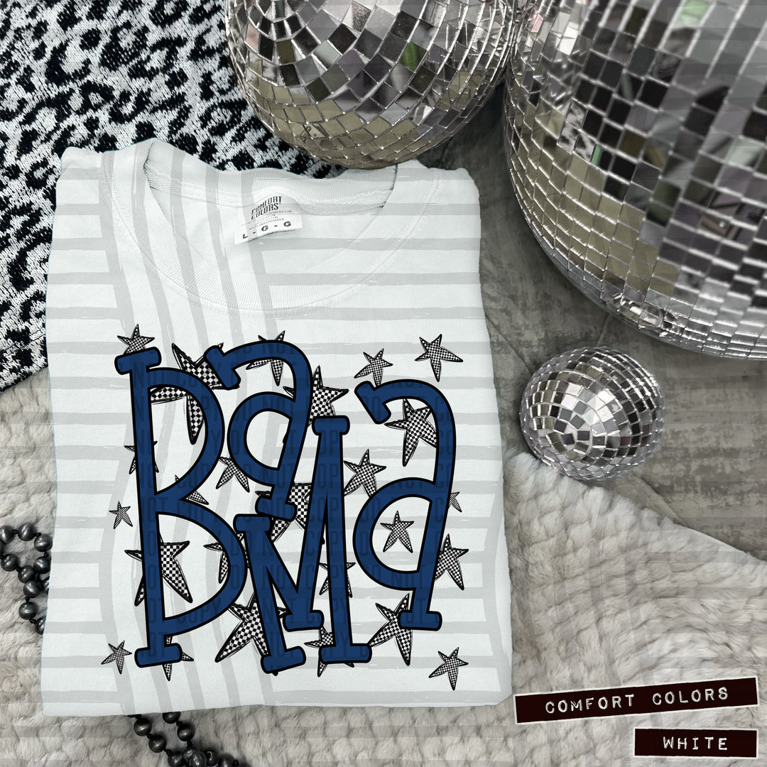 Navy Staggered DTF Print