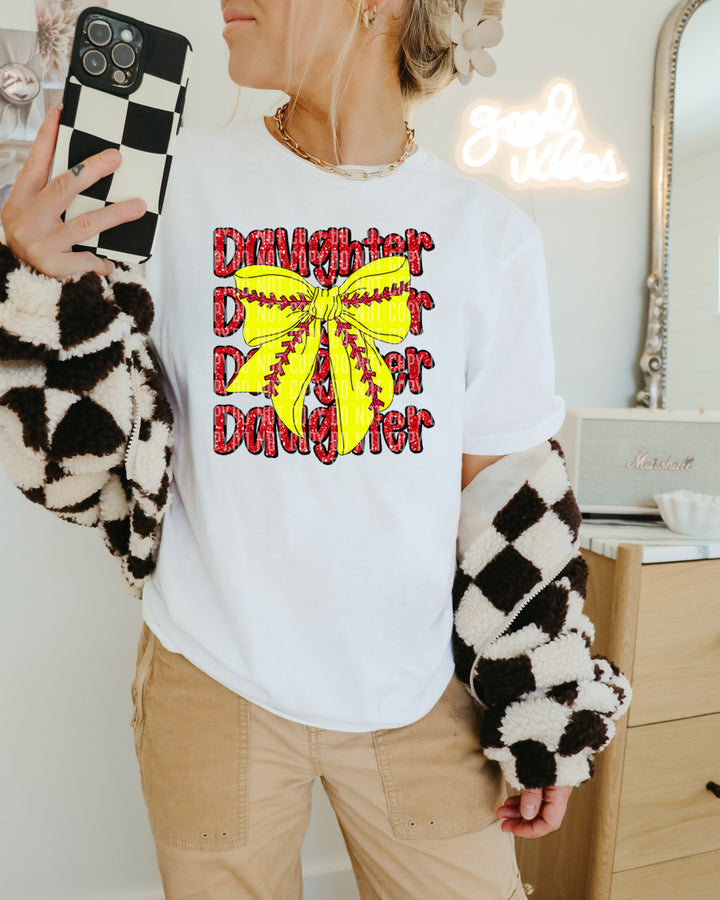 Softball Bow With Names DTF Print