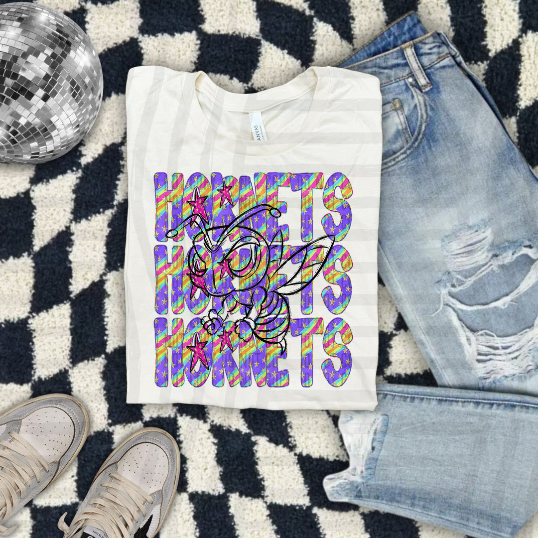 Rainbow Swirl Mascot Outlines DTF Print