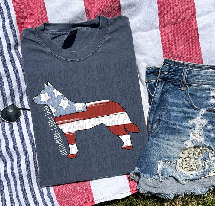 Patriotic Dog Designs White Text DTF Print