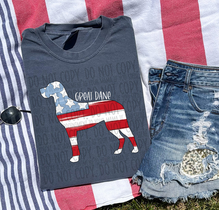 Patriotic Dog Designs White Text DTF Print