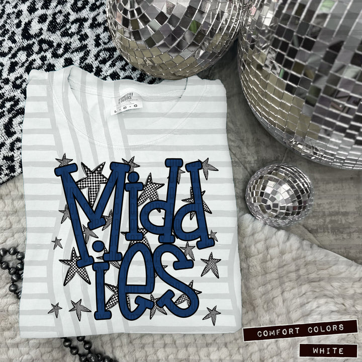 Navy Staggered DTF Print