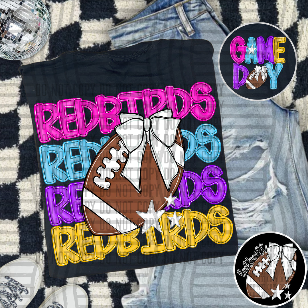 Bright And Preppy Football Stacked DTF Print