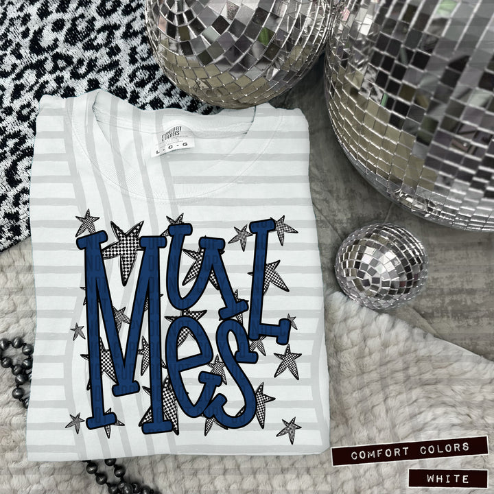 Navy Staggered DTF Print