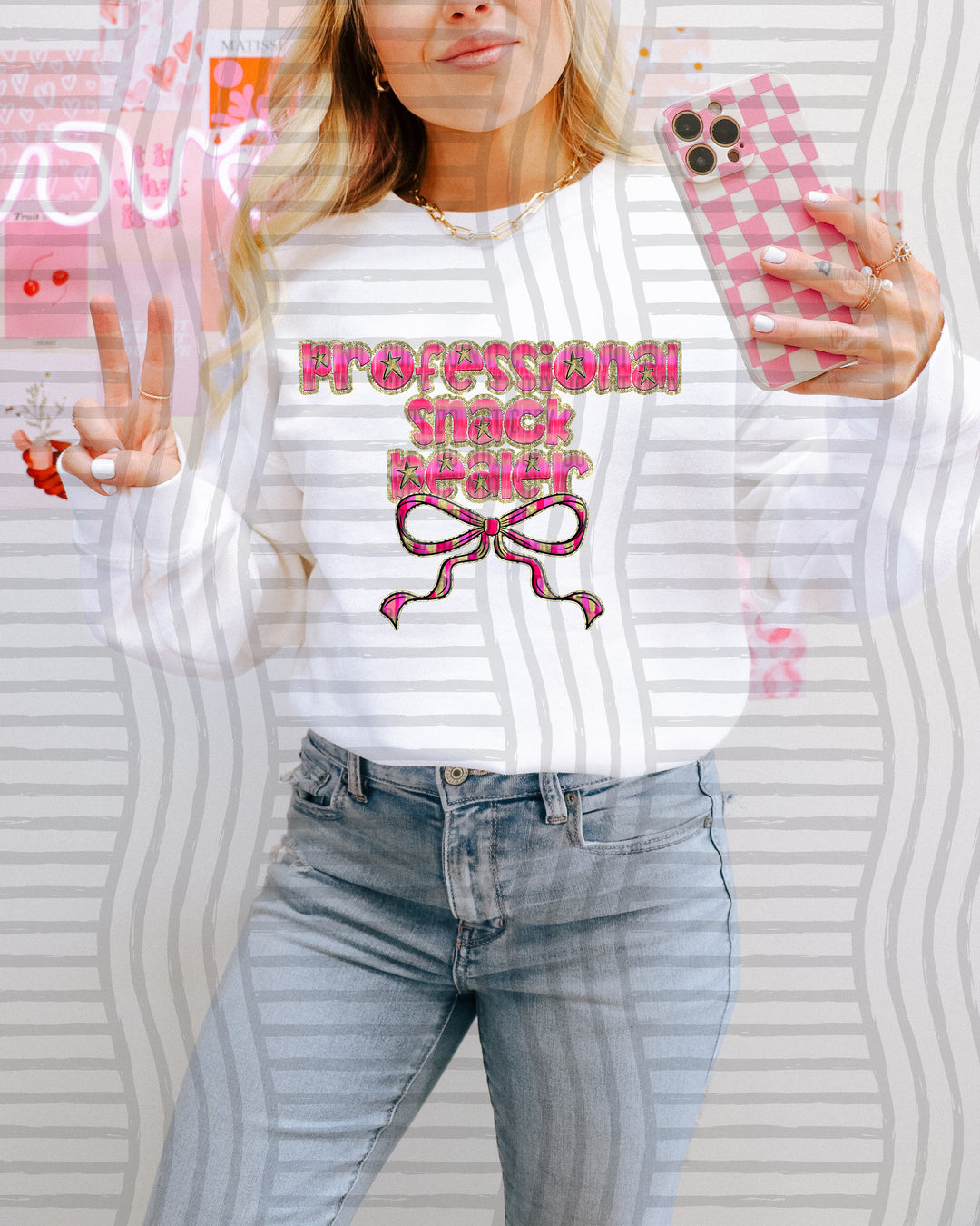 Pink Bow Occupations/Names DTF Print