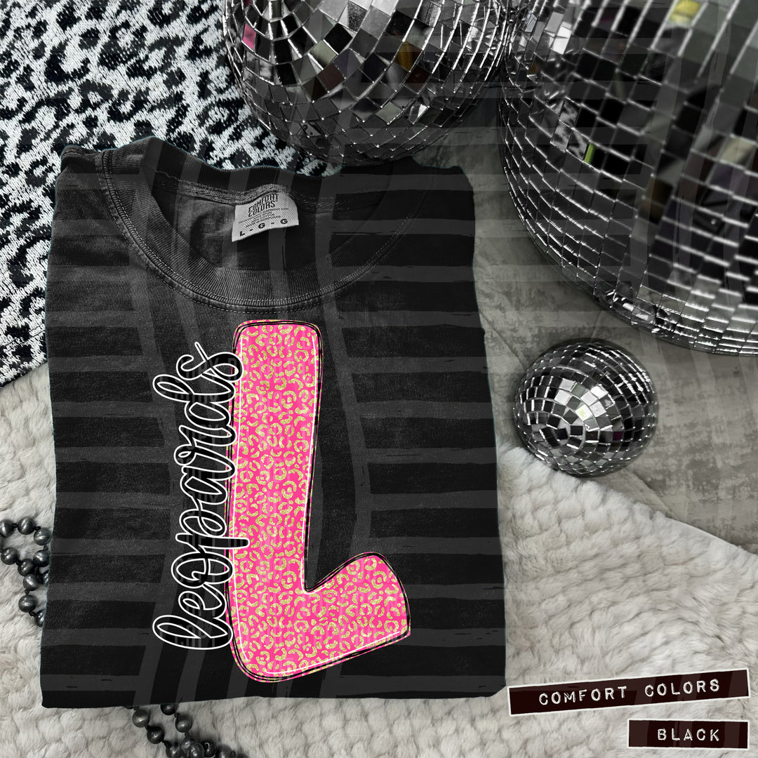 Pink Leopard Initial DTF Print