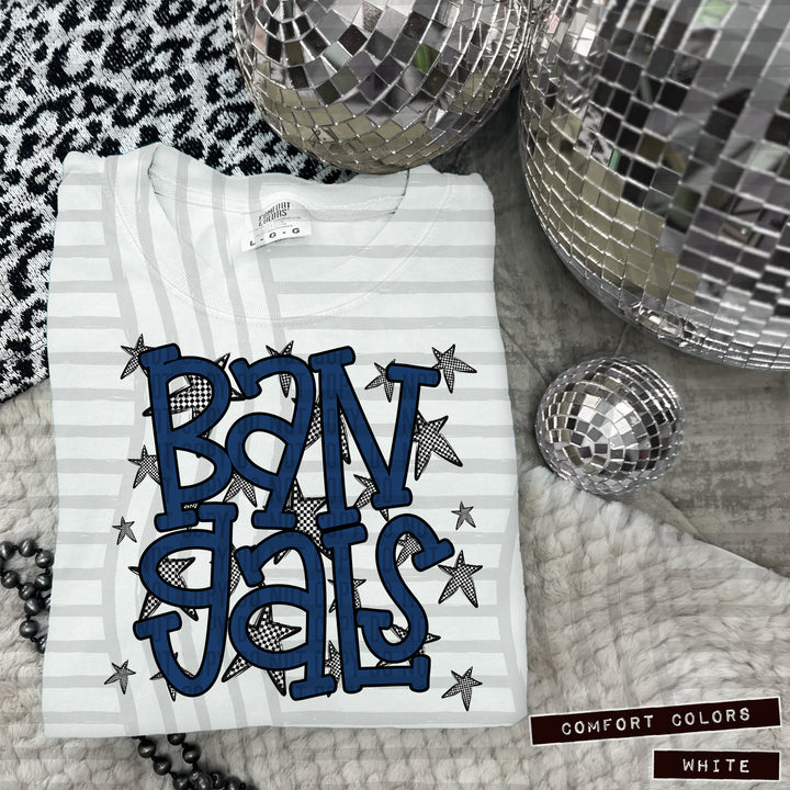 Navy Staggered DTF Print
