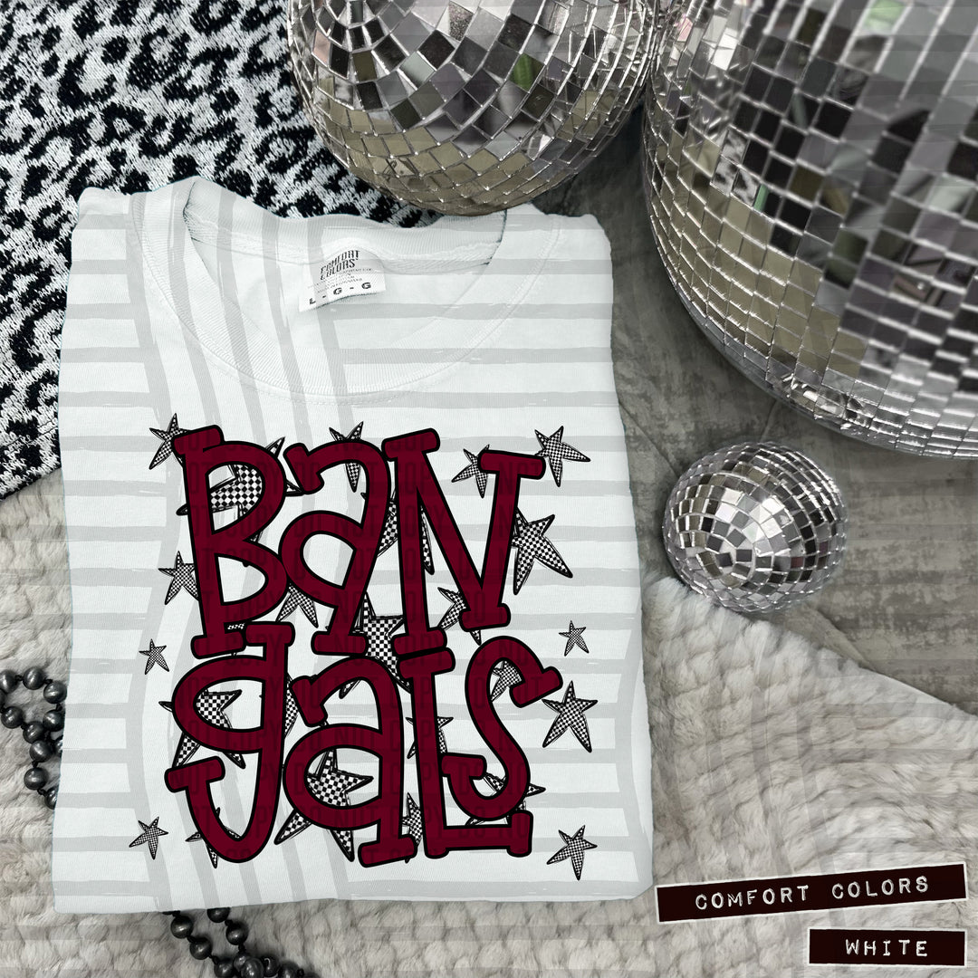Maroon Staggered DTF Print